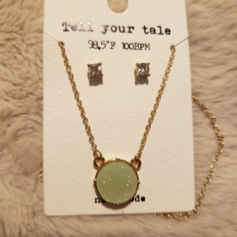 Green Charm and Earring Set